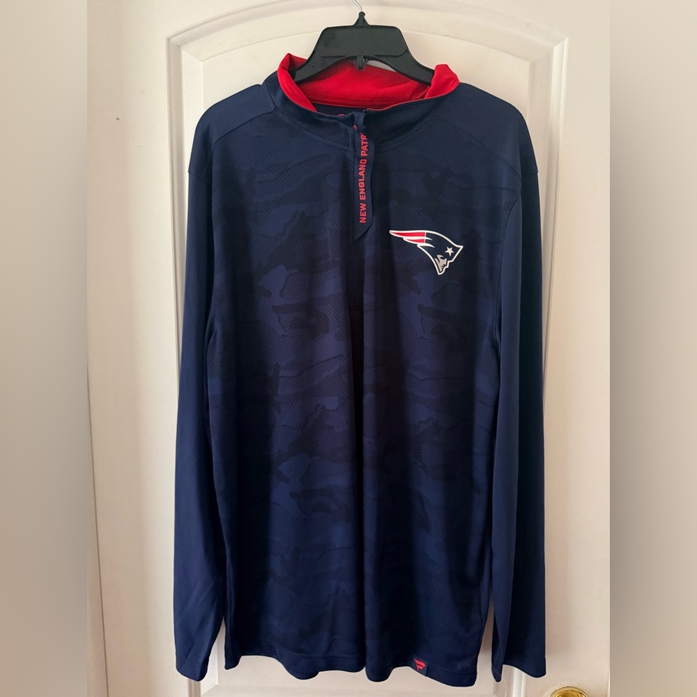 New England Patriots Quarter-Zip Pullover Navy Blue Camo Long Sleeve  Men's  XL